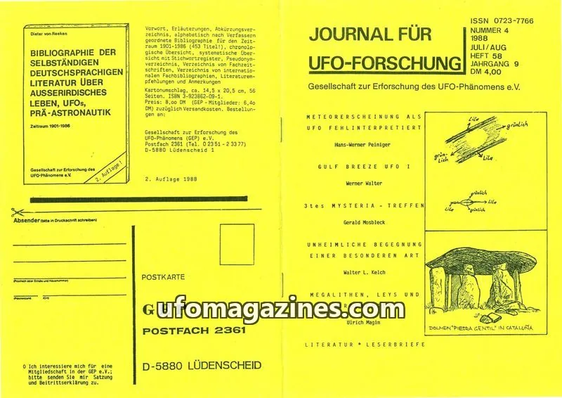 Cover of JUFOF (GEP) issue NUMMER 4: JOURNAL FÜR UFO-FORSCHUNG