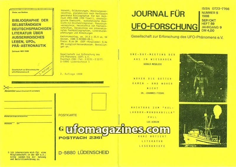 Cover of JUFOF (GEP) issue 5: JOURNAL FÜR UFO-FORSCHUNG