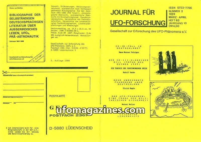 Cover of JUFOF (GEP) issue NUMMER 2: JOURNAL FÜR UFO-FORSCHUNG