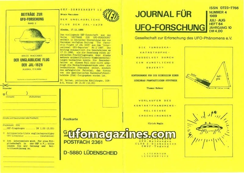 Cover of JUFOF (GEP) issue NUMMER 4: JOURNAL FÜR UFO-FORSCHUNG