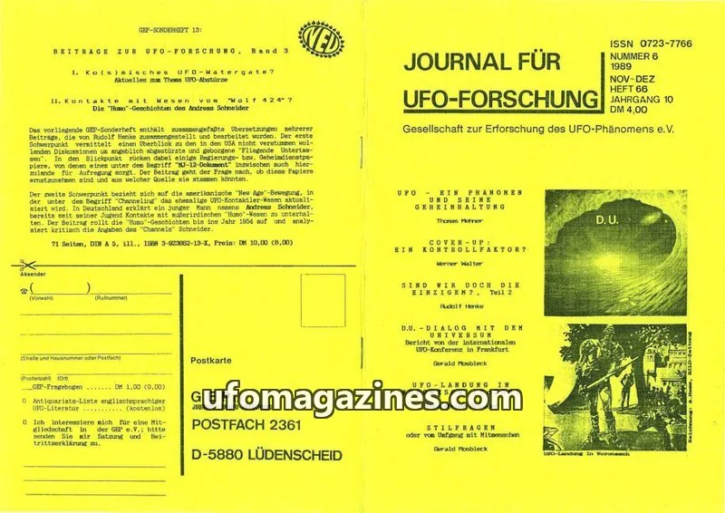 Cover of JUFOF (GEP) issue 6: JOURNAL FÜR UFO-FORSCHUNG