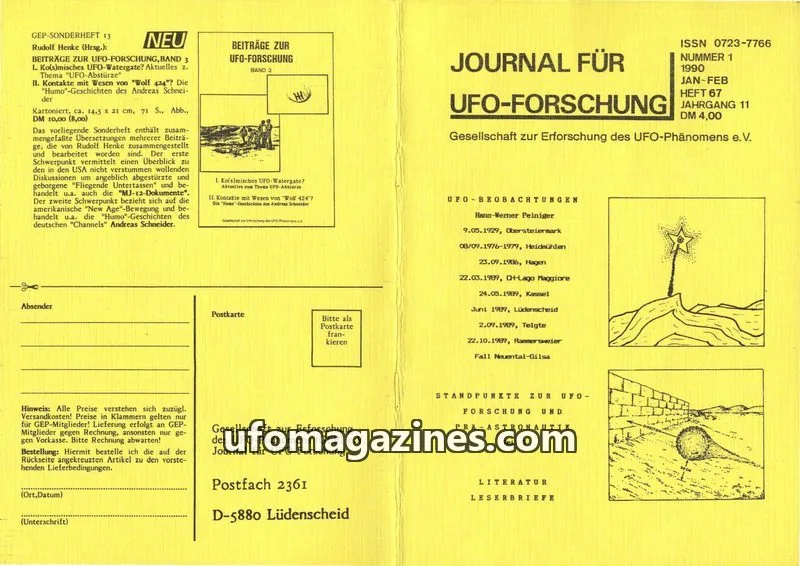 Cover of JUFOF (GEP) issue 1: JOURNAL FÜR UFO-FORSCHUNG