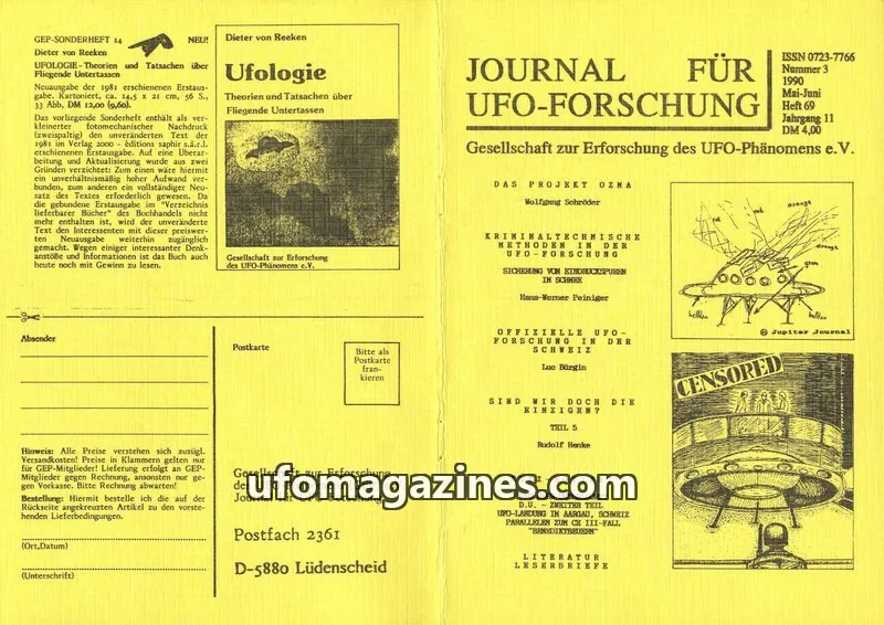Cover of JUFOF (GEP) issue 3: JOURNAL FÜR UFO-FORSCHUNG