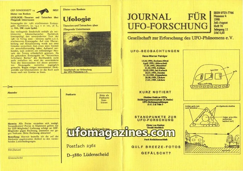 Cover of JUFOF (GEP) issue 4: JOURNAL FÜR UFO-FORSCHUNG