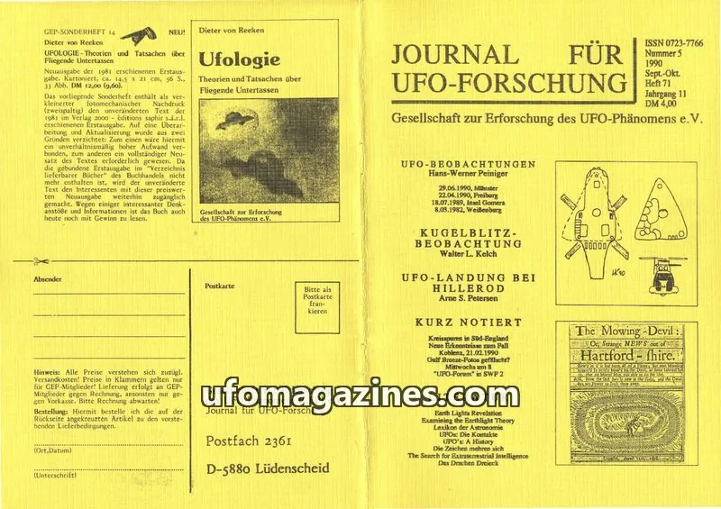 Cover of JUFOF (GEP) issue 5: JOURNAL FÜR UFO-FORSCHUNG