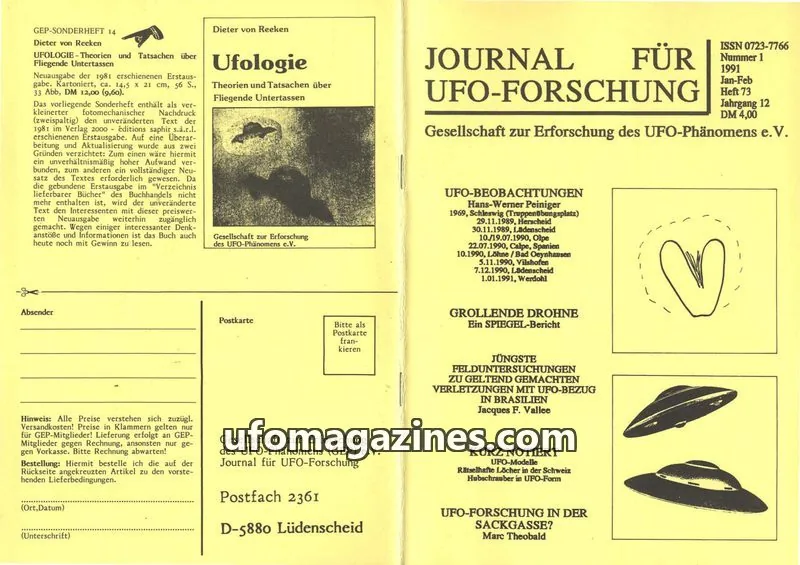 Cover of JUFOF (GEP) issue 1: JOURNAL FÜR UFO-FORSCHUNG