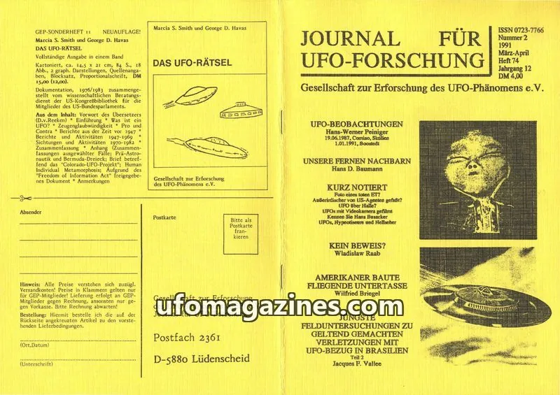 Cover of JUFOF (GEP) issue 2: JOURNAL FÜR UFO-FORSCHUNG