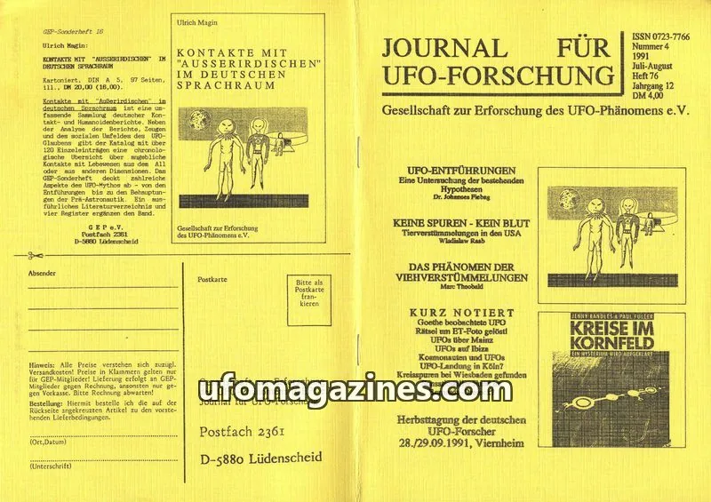 Cover of JUFOF (GEP) issue 4: JOURNAL FÜR UFO-FORSCHUNG