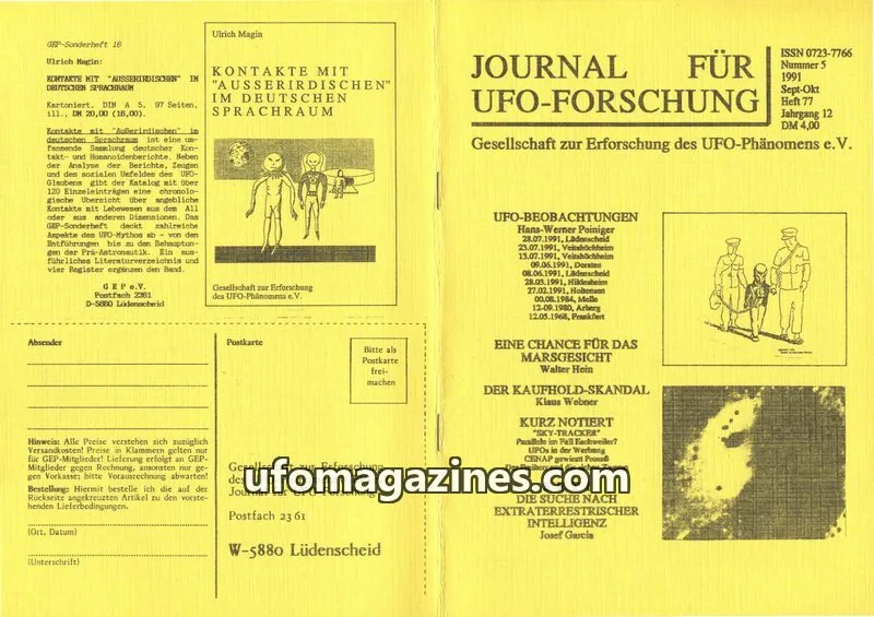 Cover of JUFOF (GEP) issue Nummer 5: JOURNAL FÜR UFO-FORSCHUNG