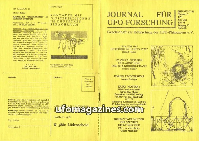 Cover of JUFOF (GEP) issue 6: JOURNAL FÜR UFO-FORSCHUNG