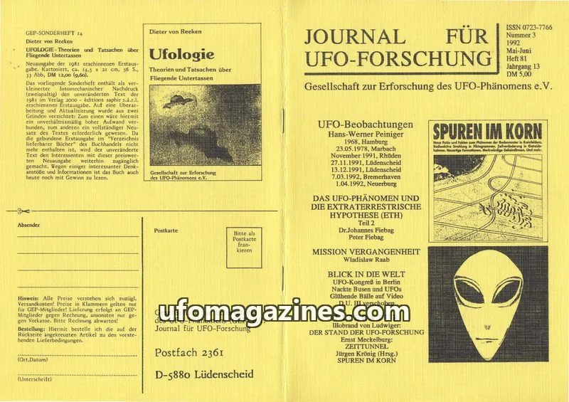 Cover of JUFOF (GEP) issue 3: JOURNAL FÜR UFO-FORSCHUNG