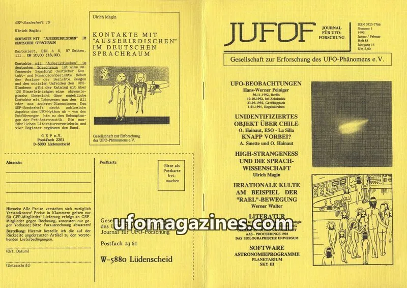 Cover of JUFOF (GEP) issue 85: JOURNAL FOR UFO-FORSCHUNG