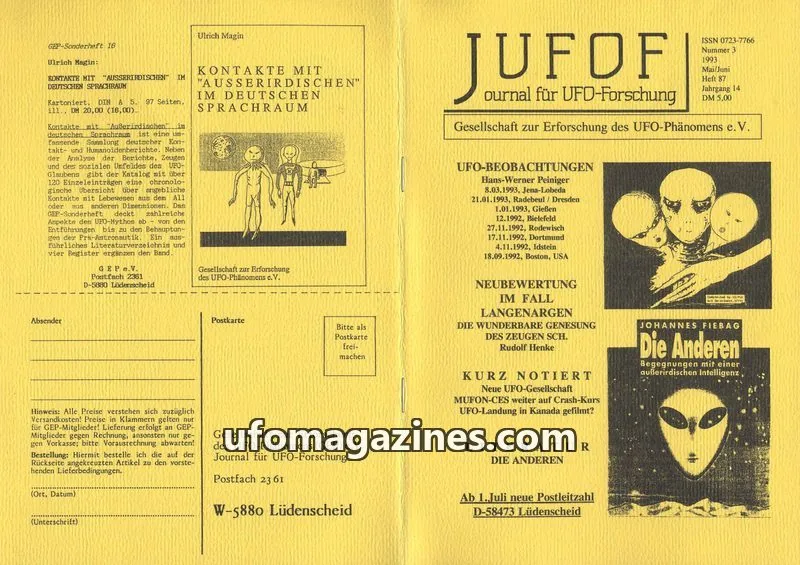 Cover of JUFOF (GEP) issue Nummer 3: JUFOF Journal für UFO-Forschung