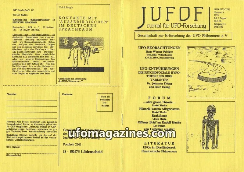 Cover of JUFOF (GEP) issue 88: JUFOF - Journal für UFO-Forschung