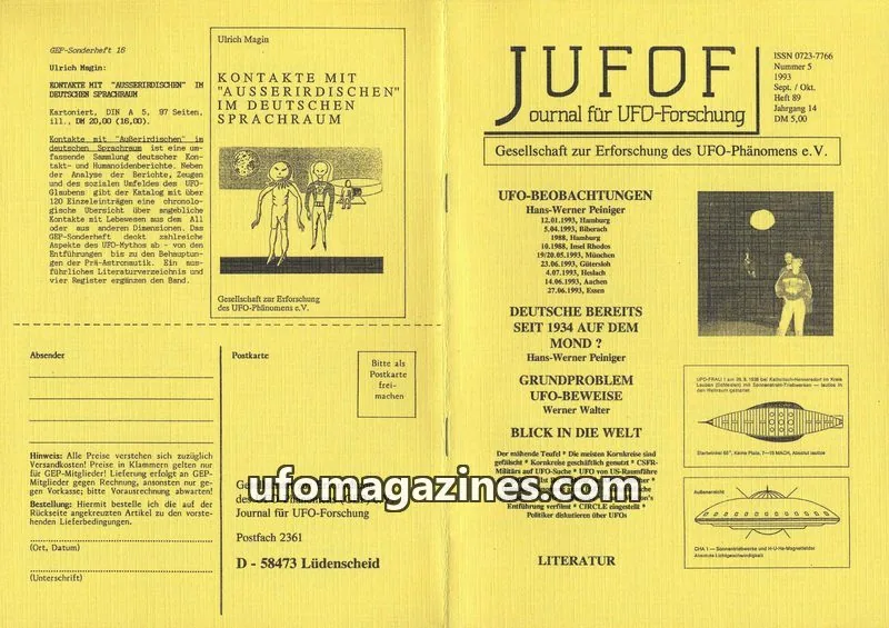 Cover of JUFOF (GEP) issue 5/93: JUFOF Journal für UFO-Forschung