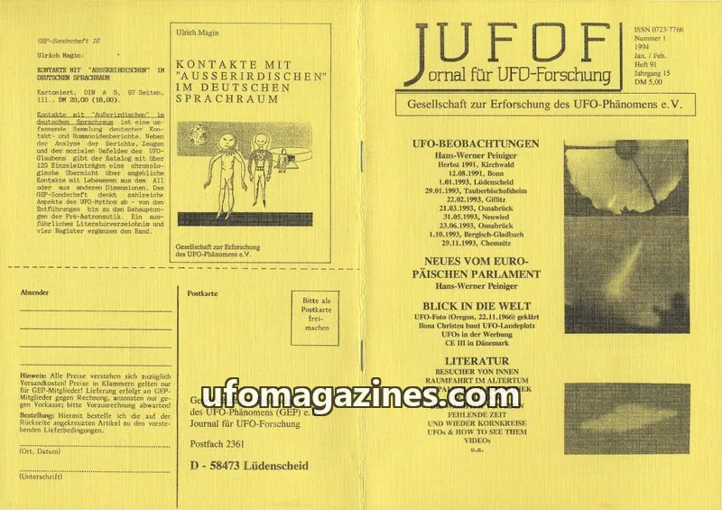 Cover of JUFOF (GEP) issue 91: JUFOF - Journal für UFO-Forschung