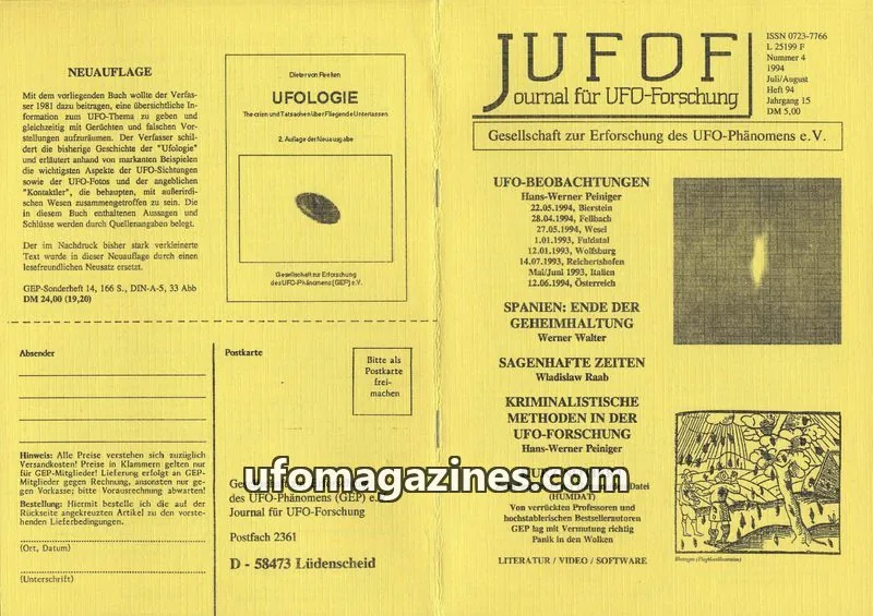 Cover of JUFOF (GEP) issue 4: JOURNAL FÜR UFO-FORSCHUNG
