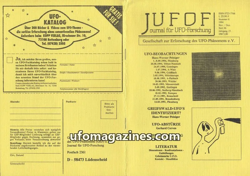 Cover of JUFOF (GEP) issue 96: JUFOF Journal für UFO-Forschung