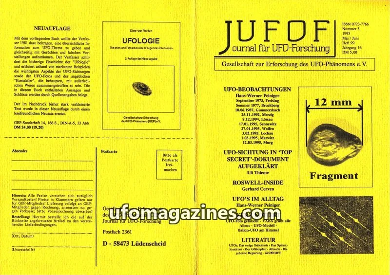 Cover of JUFOF (GEP) issue 99: JOURNAL FÜR UFO-FORSCHUNG
