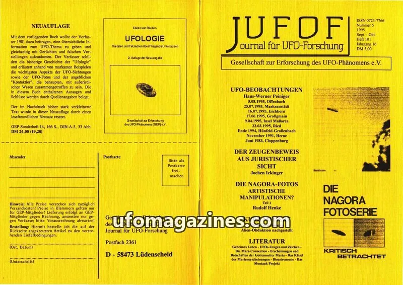Cover of JUFOF (GEP) issue 101: JUFOF - Journal für UFO-Forschung