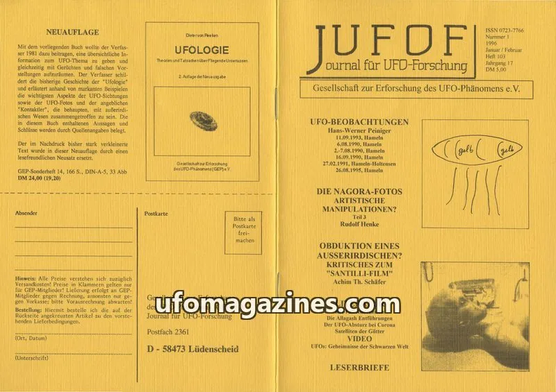 Cover of JUFOF (GEP) issue 103: JOURNAL FÜR UFO-FORSCHUNG