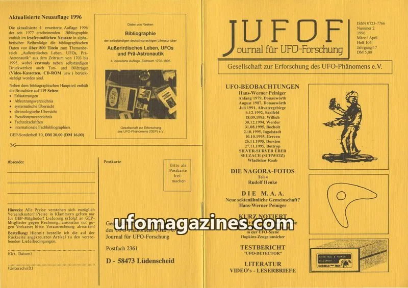 Cover of JUFOF (GEP) issue 104: Journal für UFO-Forschung