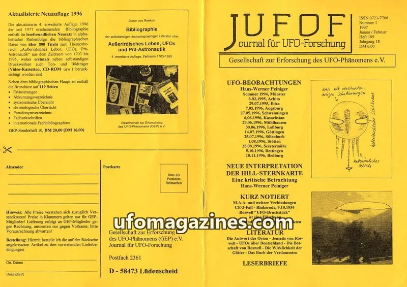 Cover of JUFOF (GEP) issue 109: Journal für UFO-Forschung