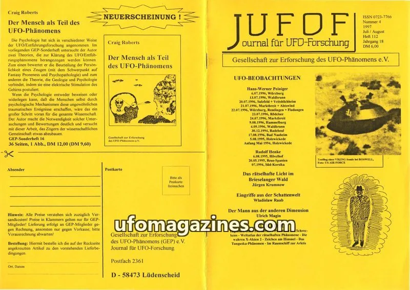 Cover of JUFOF (GEP) issue Nummer 4: JUFOF Journal für UFO-Forschung