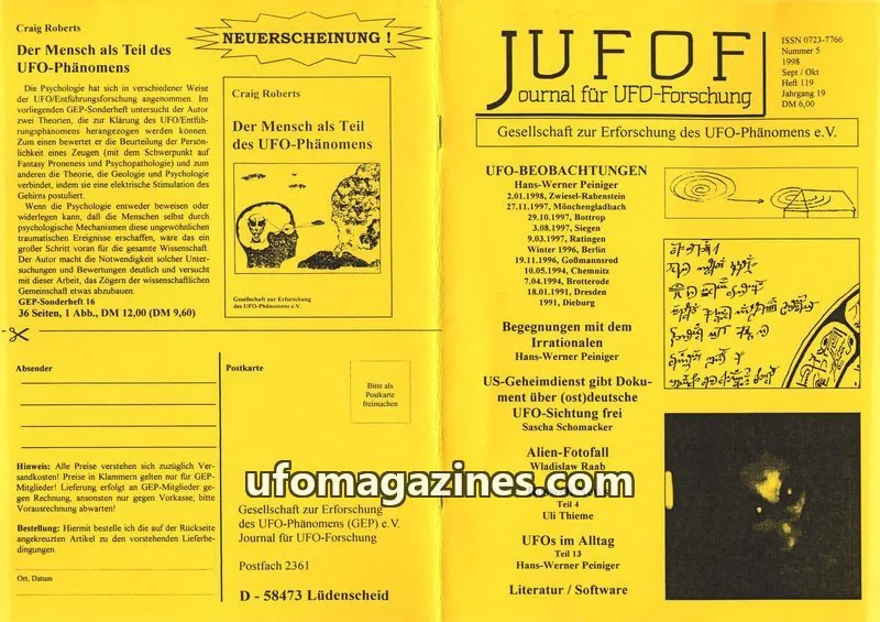 Cover of JUFOF (GEP) issue 119: JOURNAL FÜR UFO-FORSCHUNG