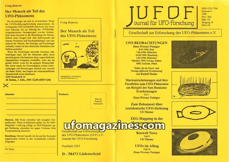 Cover of JUFOF (GEP) issue 120: JOURNAL FÜR UFO-FORSCHUNG