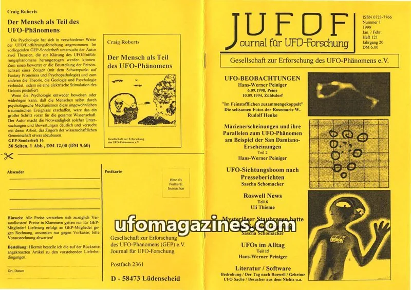 Cover of JUFOF (GEP) issue 1/99: Journal für UFO-Forschung