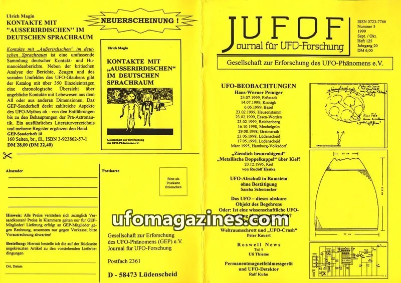 Cover of JUFOF (GEP) issue 125: JOURNAL FÜR UFO-FORSCHUNG