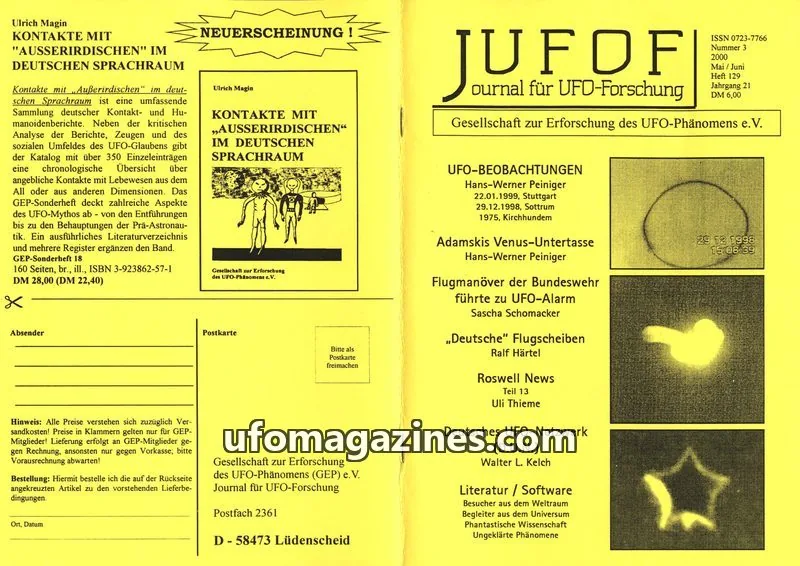 Cover of JUFOF (GEP) issue 129: JOURNAL FÜR UFO-FORSCHUNG