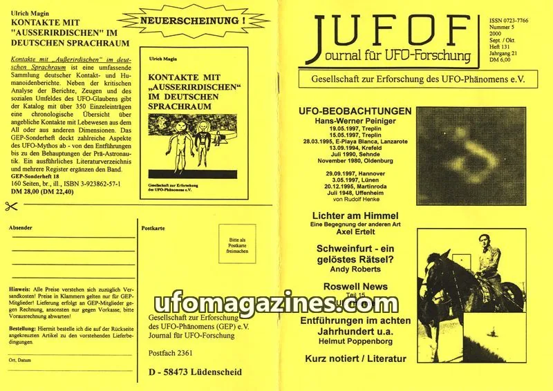 Cover of JUFOF (GEP) issue 5/2000: Journal für UFO-Forschung