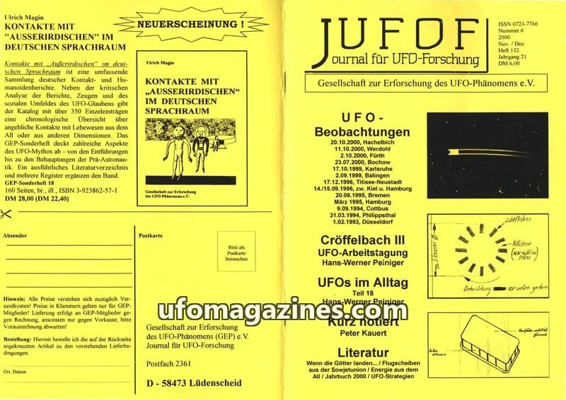 Cover of JUFOF (GEP) issue 132: JUFOF Journal für UFO-Forschung