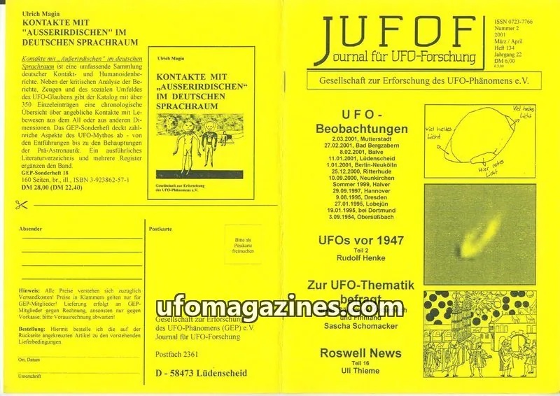 Cover of JUFOF (GEP) issue 2/2001: Journal für UFO-Forschung