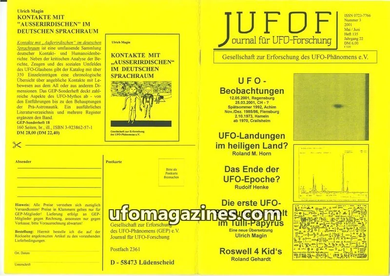 Cover of JUFOF (GEP) issue 135: JOURNAL FÜR UFO-FORSCHUNG