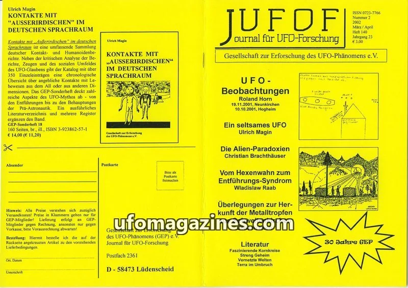 Cover of JUFOF (GEP) issue Nummer 2: JOURNAL FÜR UFO-FORSCHUNG