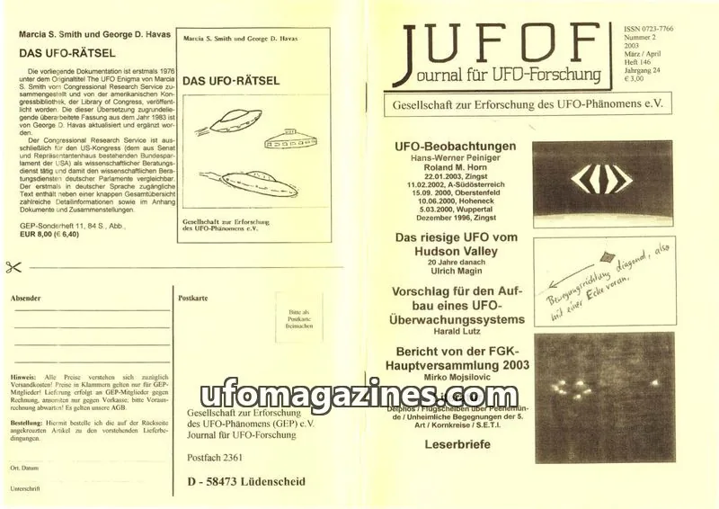 Cover of JUFOF (GEP) issue 2: JUFOF Journal für UFO-Forschung