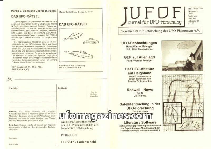 Cover of JUFOF (GEP) issue Nummer 3: Journal für UFO-Forschung