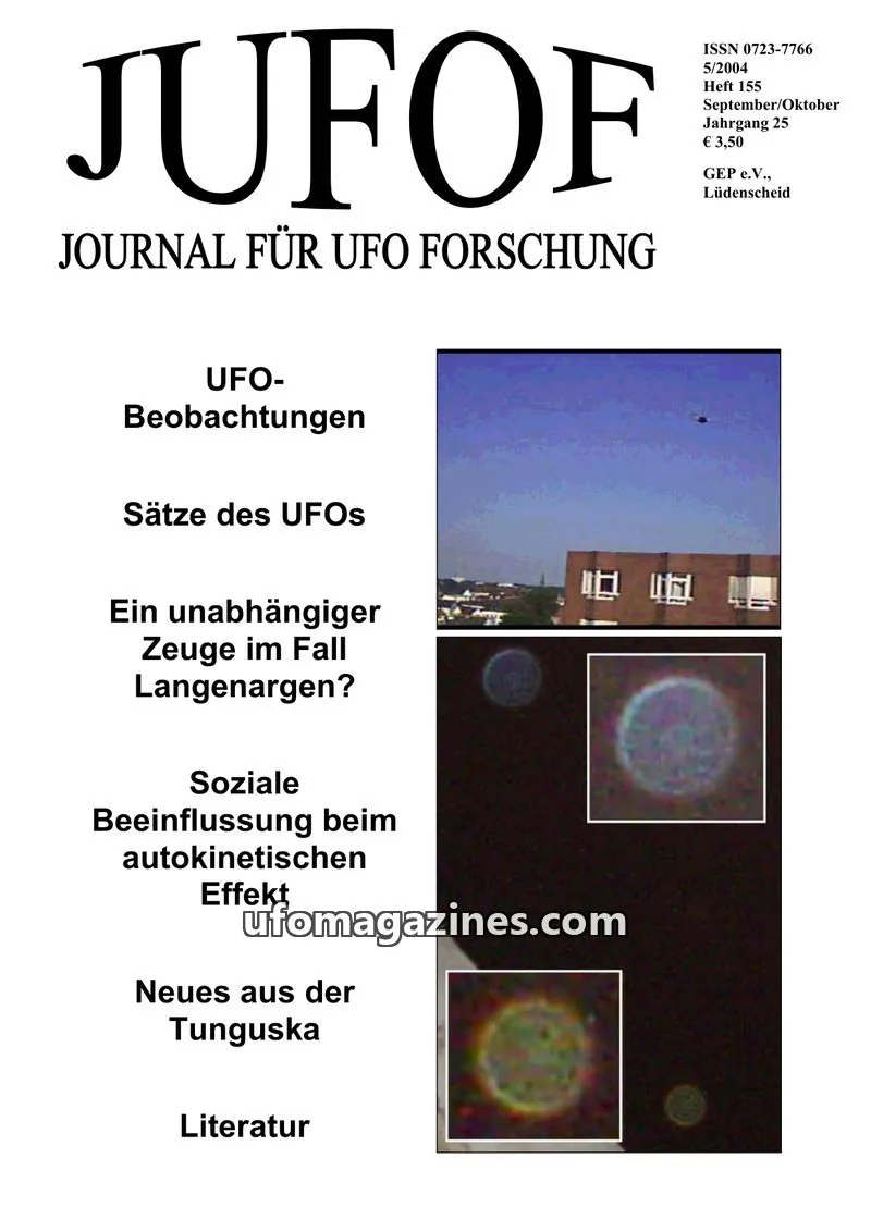 Cover of JUFOF (GEP) issue 155: JUFOF JOURNAL FÜR UFO FORSCHUNG
