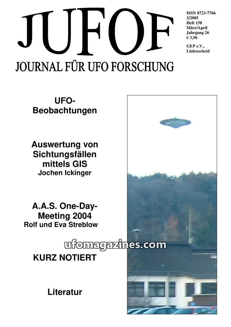 Cover of JUFOF (GEP) issue 158: JUFOF JOURNAL FÜR UFO FORSCHUNG