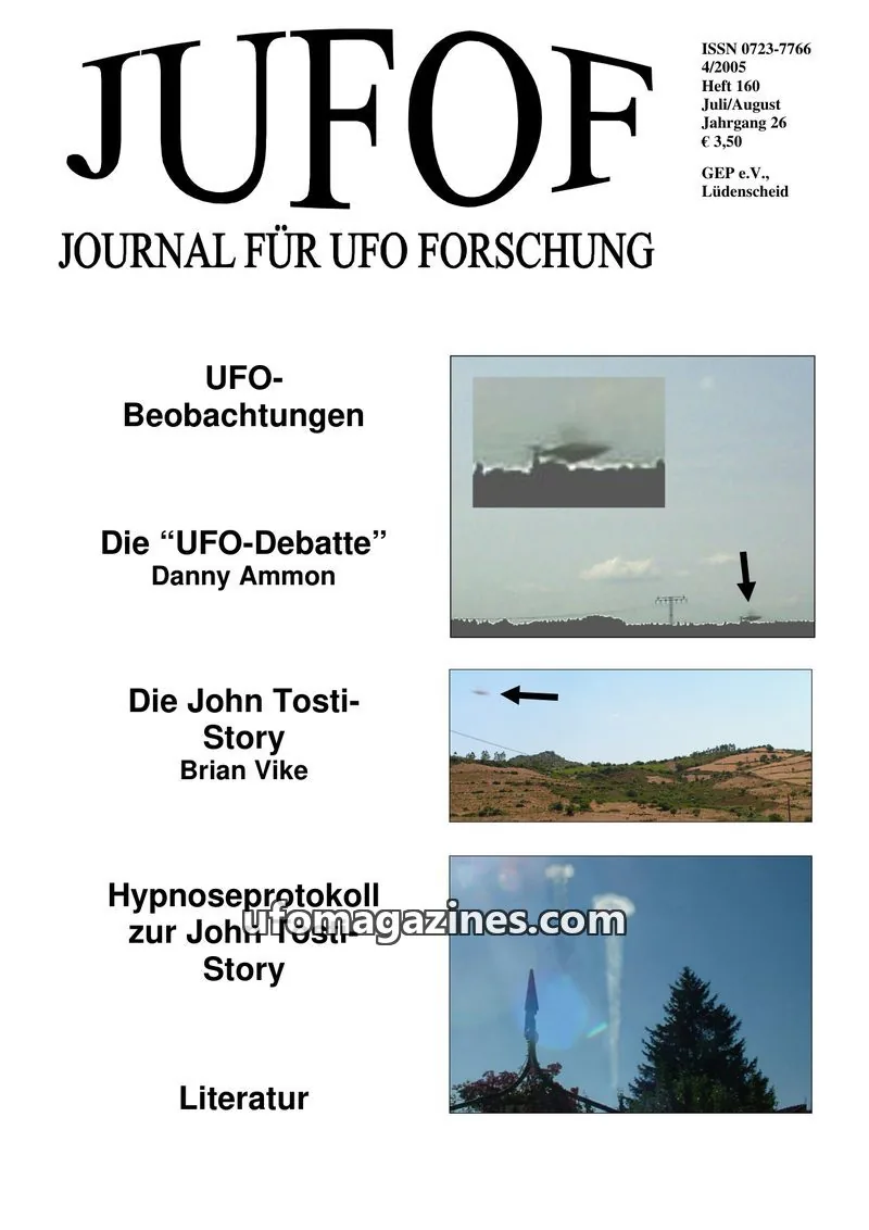 Cover of JUFOF (GEP) issue 160: JUFOF JOURNAL FÜR UFO FORSCHUNG