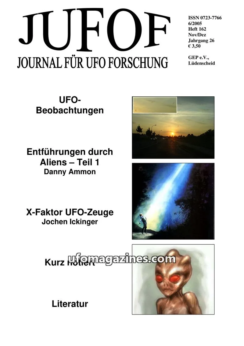 Cover of JUFOF (GEP) issue 162: JUFOF JOURNAL FÜR UFO FORSCHUNG