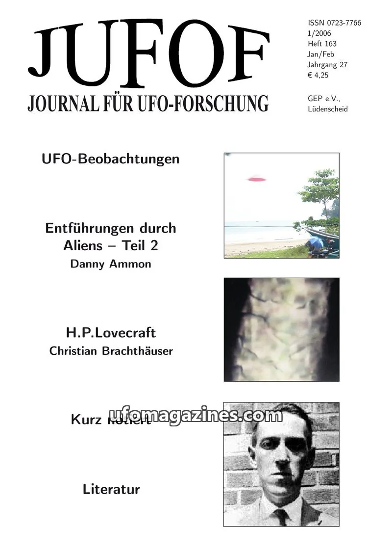 Cover of JUFOF (GEP) issue 1/2006: JUFOF JOURNAL FÜR UFO-FORSCHUNG