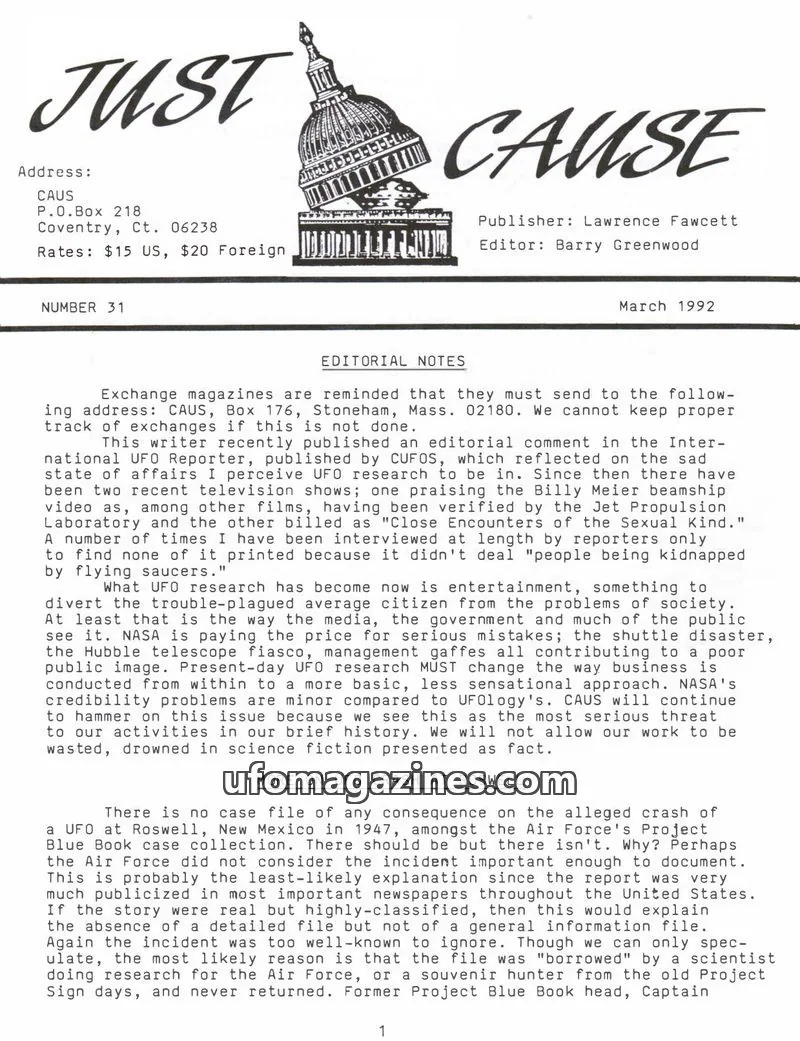 Cover of CAUS issue 31: JUST CAUSE