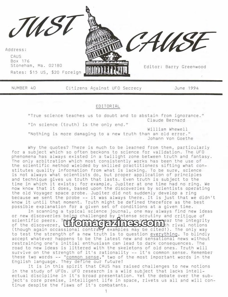 Cover of CAUS issue 40: JUST CAUSE