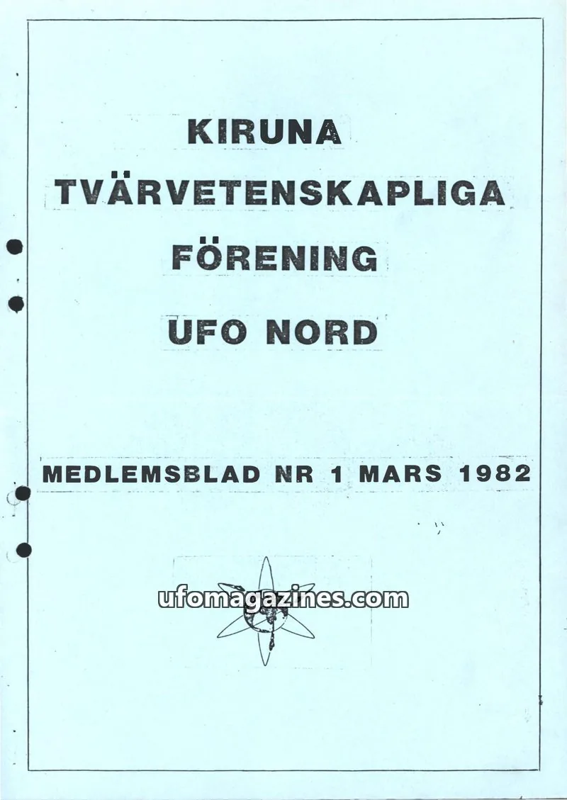 Cover of Kiruna TVF UFO Nord medlemsblad issue 1: KIRUNA TVÄRVETENSKAPLIGA FÖRENING UFO NORD