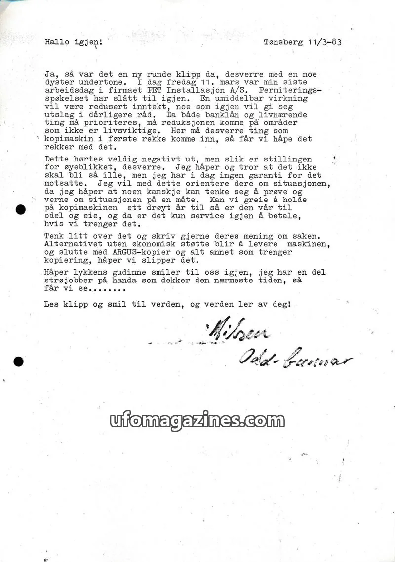 Cover of Klipprunden (Odd-Gunnar Roed) issue 1983-03-11: UFO-feber i nord