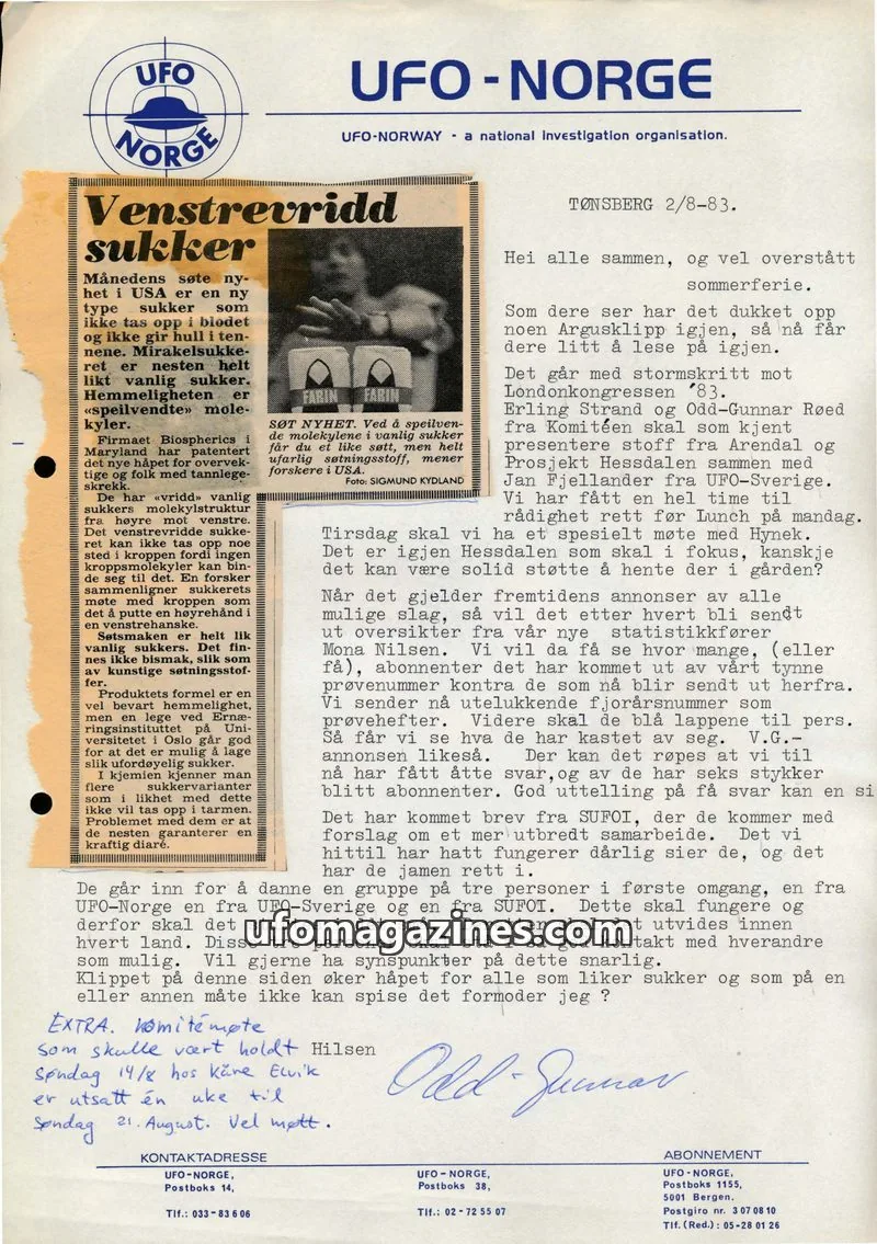 Cover of Klipprunden (Odd-Gunnar Roed) issue 1983: UFO-NORGE